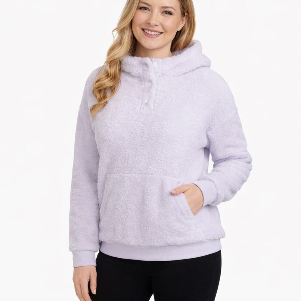 NWT LUKKA LUX Sherpa Fleece Pullover Hoodie – Soft Lavender – M